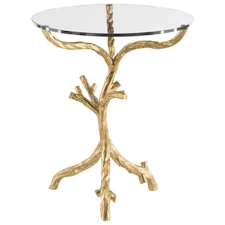 Round End Table with Gold Leaf Finished Base